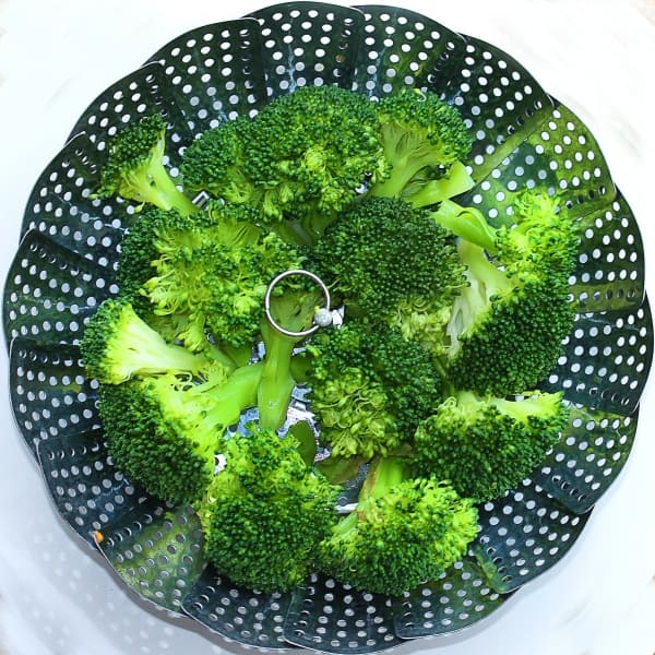 Broccoli on a steamer