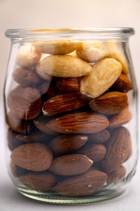 Almonds in a small glass jar